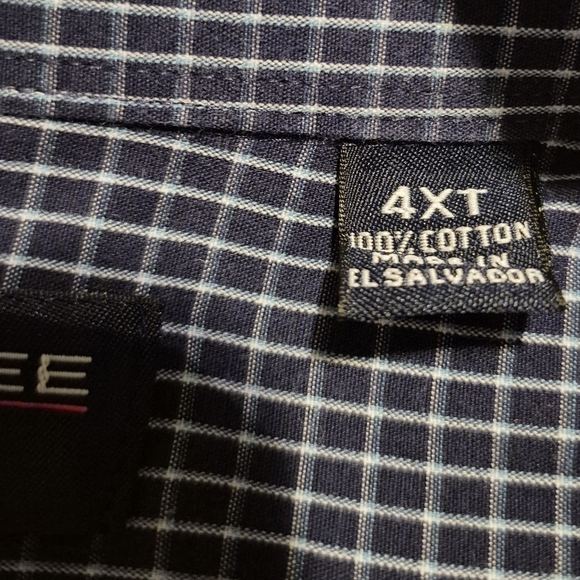 Roundtree & Yorke men's 4XT blue & white grid print short sleeve shirt, EUC - Picture 3 of 7